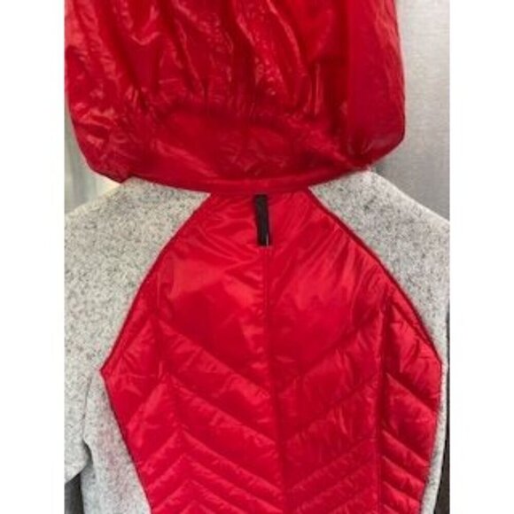 Xersion Women's Large Red & Gray Full-Zip HIDE AWAY HOOD Jacket With Thumbholes - Picture 7 of 16